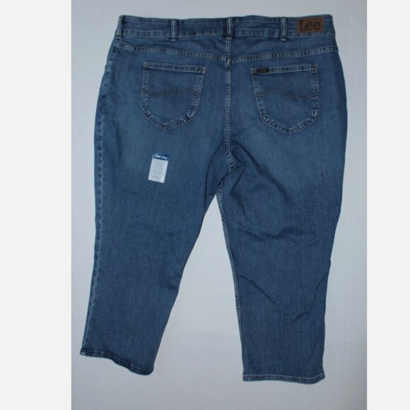 Lee Plus 22 Blue Capri Jeans NWOT Cotton Blend Front Zip Denim Pants High Waist - Picture 3 of 4